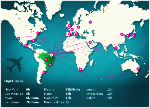 Flight times to Ecocity Brazil